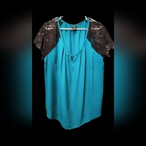 Torrid Turquoise Georgette Blouse sz2